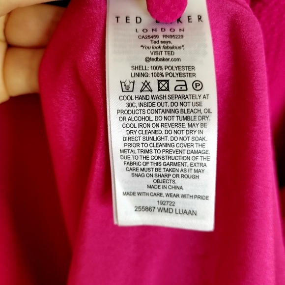 Ted Baker London Luaan Button Through Cami Dress Fuchsia sz 3/ L - Picture 7 of 10